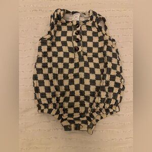 Lou Lou & Company Checkered Bubble Romper - Blue and Cream